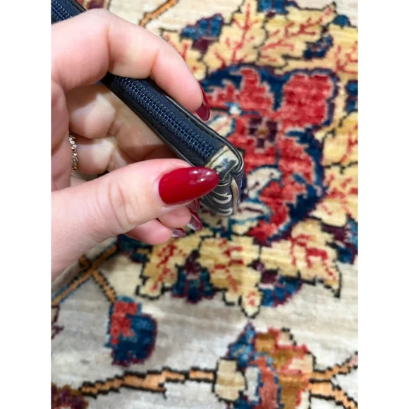 Coach Blue White Signature Op Art Wristlet Clutch Leather Trim - Picture 7 of 9